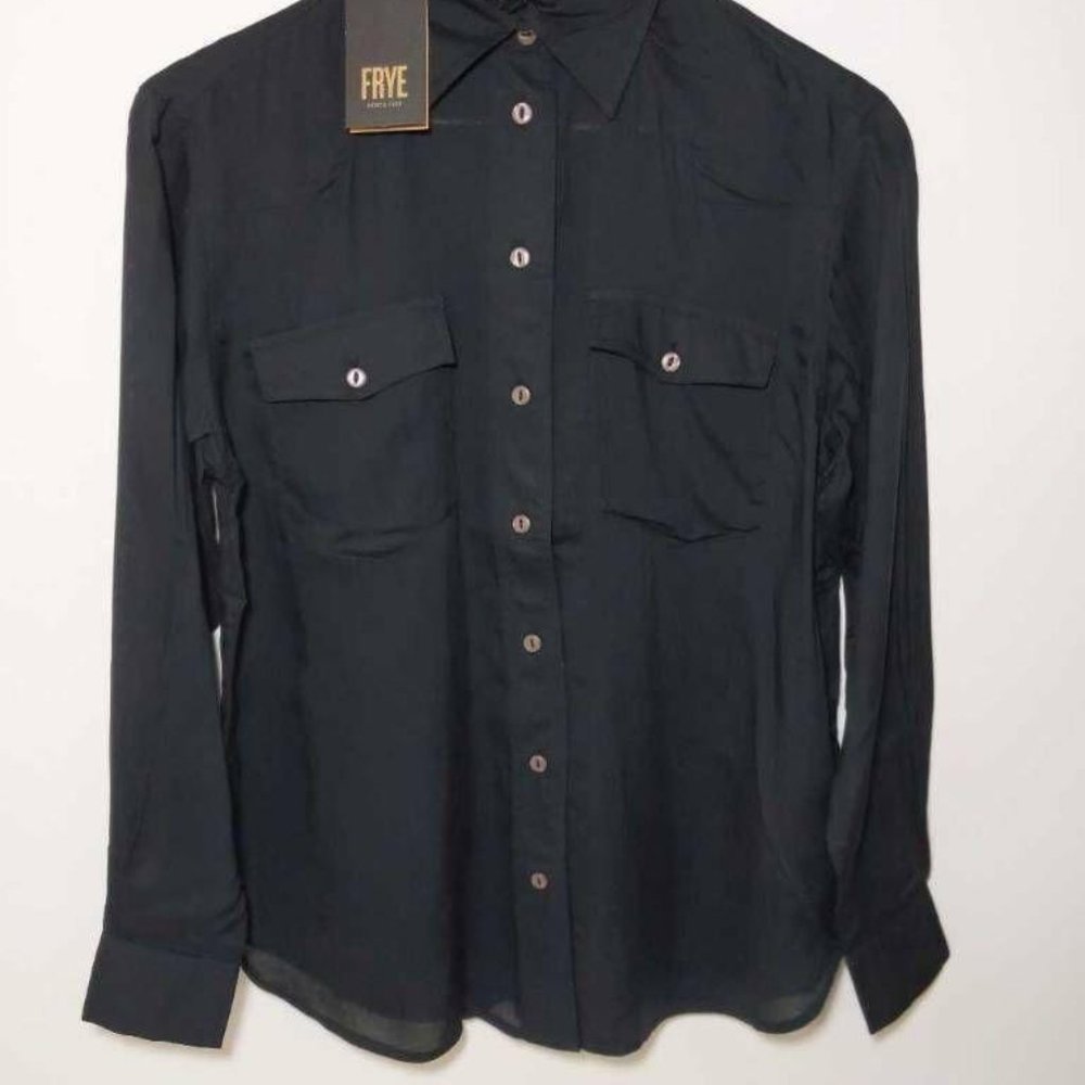 Frye Womens Western Shirt Jet Black Long Sleeve Co